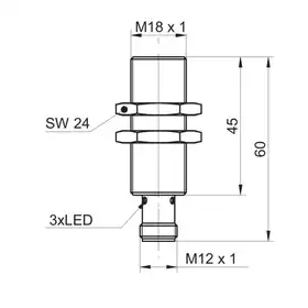 Индуктивный датчик расстояния Baumer IR18.D03K-F60.UA1E.7FO/B015