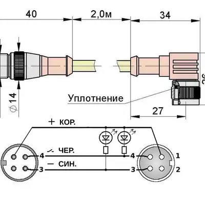 Соединительный кабель Мега-К PS9-21-C18C21 (C18С21 L2,0 2)