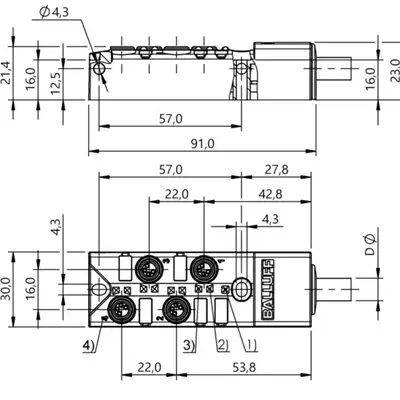 Распределительная коробка Balluff BPI 4M304N-5K-B0-KPXA0-100