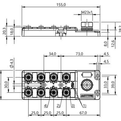 Распределительная коробка Balluff BPI 8M4A5P-2K-B0-SM6LT