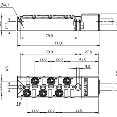 Распределительная коробка Balluff BPI 6M3040-5K-B0-KPXE0-150