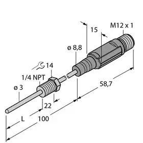 Датчик температуры TURCK TTM150C-203A-N1/4-LI6-H1140-L100-50/150C