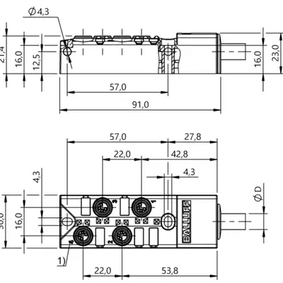 Распределительная коробка Balluff BPI 4M3040-5K-B0-KPXA0-050