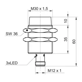Индуктивный датчик расстояния Baumer IR30.D24L-N60.IA1E.7BO