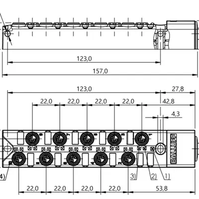 Распределительная коробка Balluff BPI AM304P-5K-B0-KPXP0-100