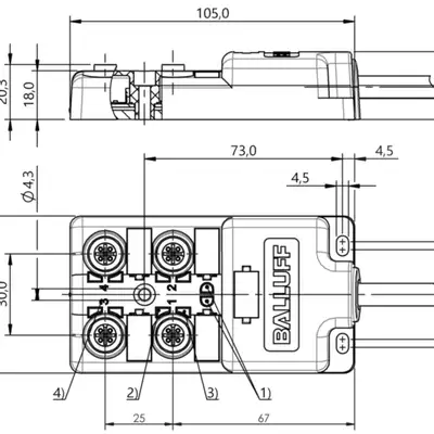 Распределительная коробка Balluff BPI 4M4A5P-2K-B0-KPXB0-200