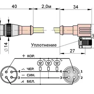 Соединительный кабель Мега-К PS9-61-C18C21 (C18С21 L2,0 6)