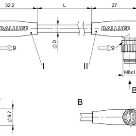 Соединительный кабель Balluff BCC M314-M324-30-304-PX0434-050