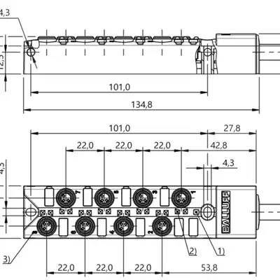 Распределительная коробка Balluff BPI 8M303P-5K-B0-KPXA0-030