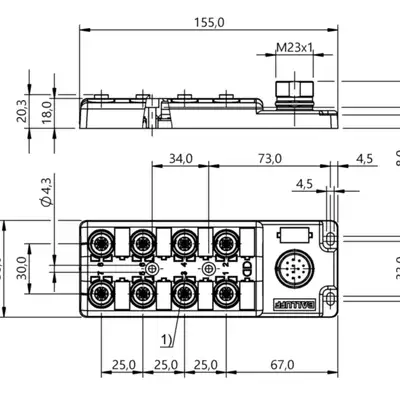 Распределительная коробка Balluff BPI 8M4A40-2K-B0-SM6CT