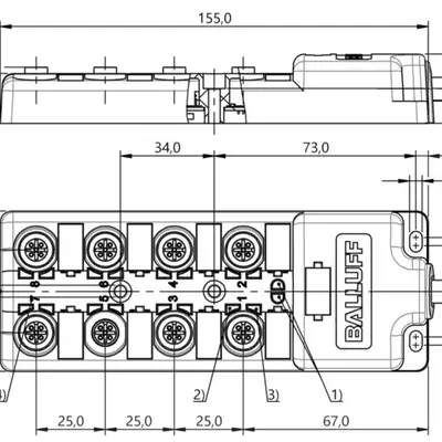 Распределительная коробка Balluff BPI 8M4A5P-2K-B0-KPXL0-100