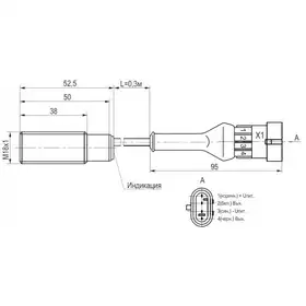 Индуктивный датчик ТЕКО ISB AC4A8-43P-5F-LZR91-C-P-0,3