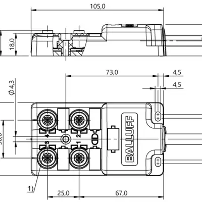 Распределительная коробка Balluff BPI 4M4A40-2K-B0-KPX70-050