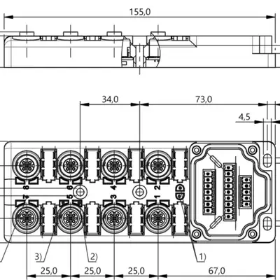 Распределительная коробка Balluff BPI 8M4A5P-2K-00-TP0N