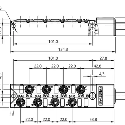 Распределительная коробка Balluff BPI 8M3040-5K-B0-KPXK0-150