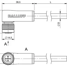 Разъем с кабелем Balluff BCC W425-0000-1A-010-TW0434-020