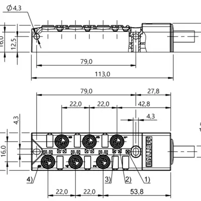 Распределительная коробка Balluff BPI 6M304P-5K-B0-KPXE0-030