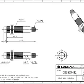 Емкостной датчик LANBAO CR18CN08DPR-E2