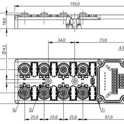 Распределительная коробка Balluff BPI 8M4A4P-2K-00-TP0E