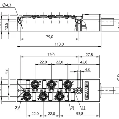 Распределительная коробка Balluff BPI 6M303N-5K-B0-KPX80-150