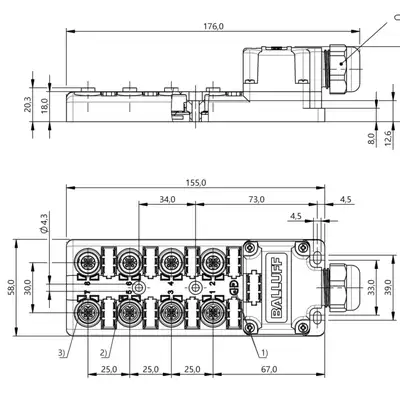 Распределительная коробка Balluff BPI 8M4A4P-2K-00-TPSE