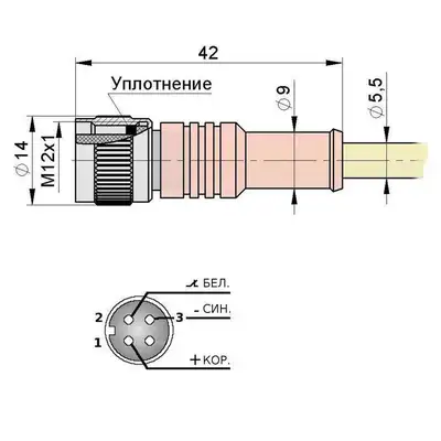 Разъем с кабелем Мега-К PS9-341-C19 (С19 L2,0 3)