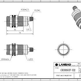 Емкостной датчик LANBAO CR30SCF10DPR-E2