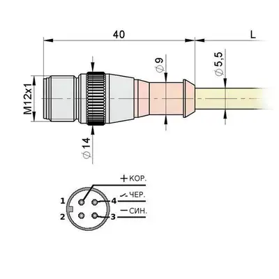 Разъем с кабелем Мега-К PS9-121-C18 (С18 L2,0 1)