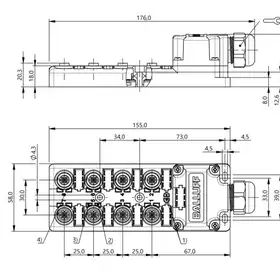 Распределительная коробка Balluff BPI 8M4A5P-2K-00-TPSN