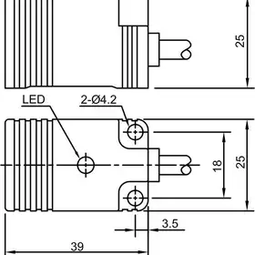 Индуктивный датчик LANBAO LE25SF07DLO