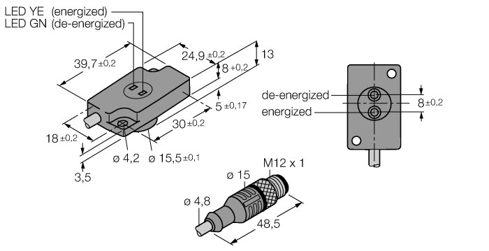 Индуктивный датчик TURCK NI1.5-KSR13A-2AD4X2-0.2-RS4.4T/S34