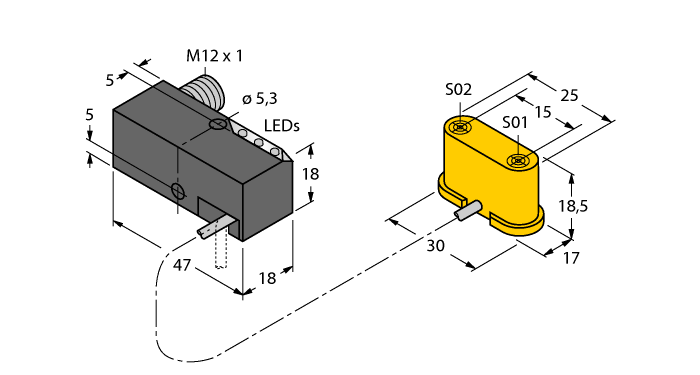 Индуктивный датчик TURCK NI1.5-VEP-2AP6-0.185-FS4.4X3/S304
