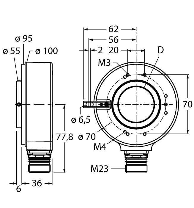 Энкодер TURCK RI-42H25S4-2B5000-12M23